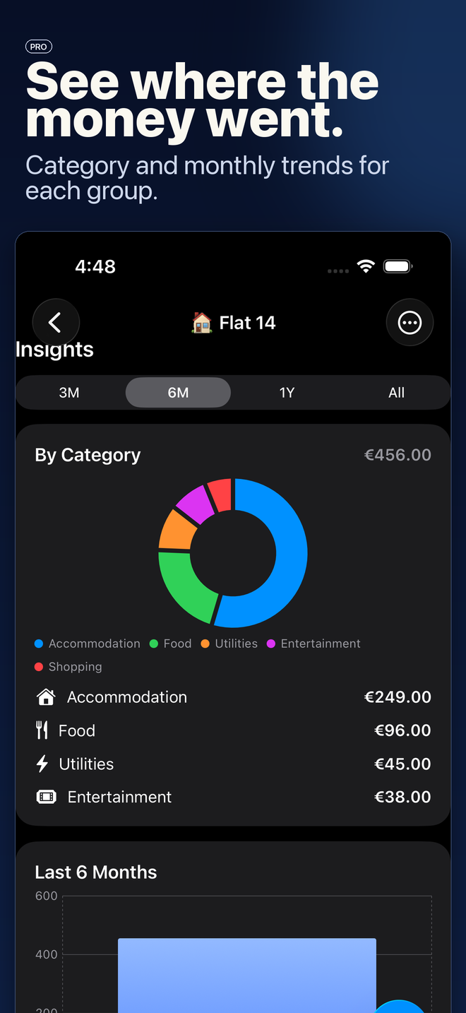 PaySplit Pro spending insights for a group.